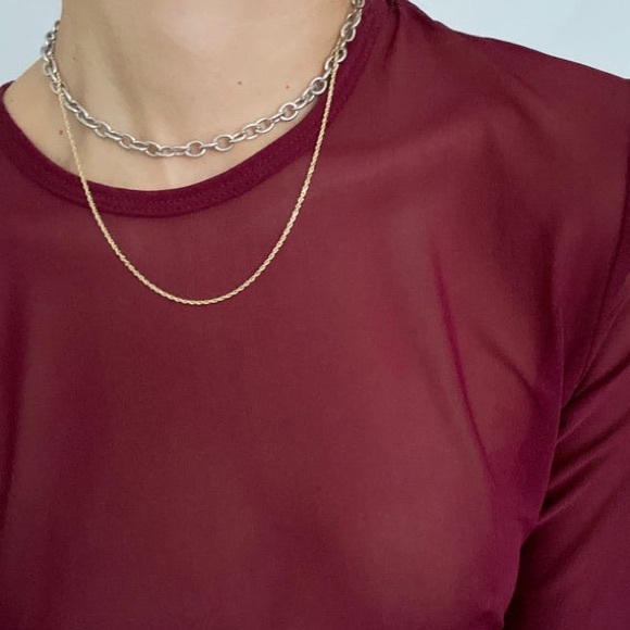 🛍 Y2K Red Micro-mesh Long Sleeve - Picture 3 of 8